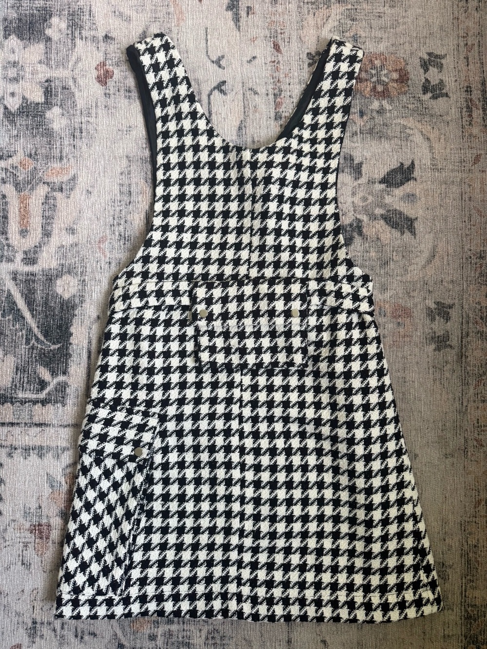 Zara Black and White Houndstooth Pinafore Dress